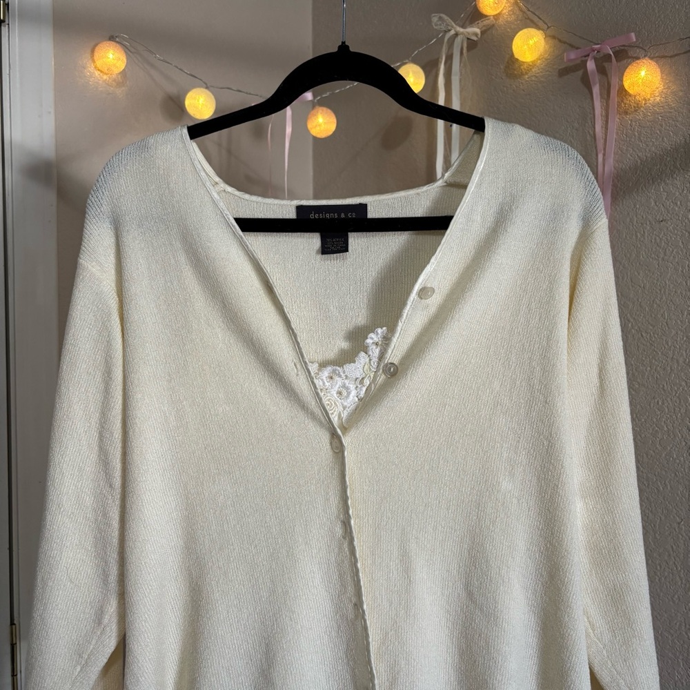 ୨୧ ･ﾟ✧ Lane Bryant Cream Cardigan Sweater - Picture 2 of 7